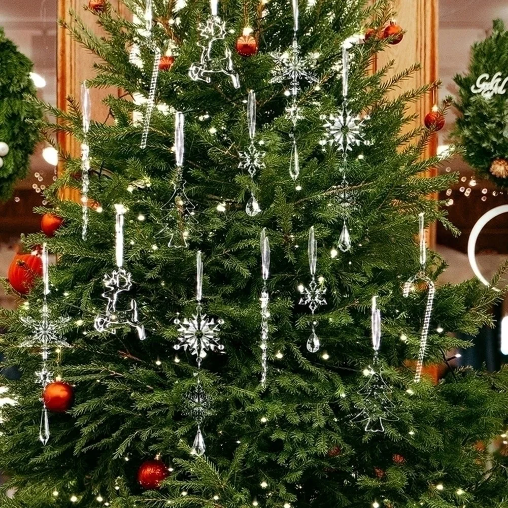 

Для рождественской елки Праздничный декор Акриловые рождественские украшения Прозрачный рождественский тематический набор акриловых украшений Елка легко повесить