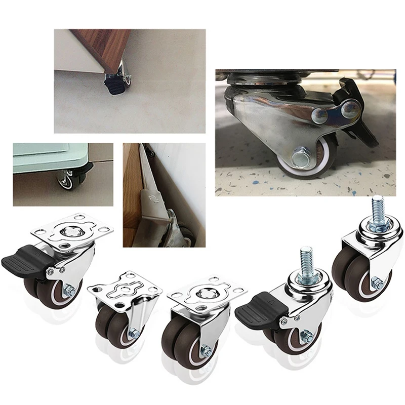 Imagem -06 - Dupla Roda Móveis Rodízio Giratório Borracha Macia Roda Universal Resistente Mudo Carrinho Pcs 15 2