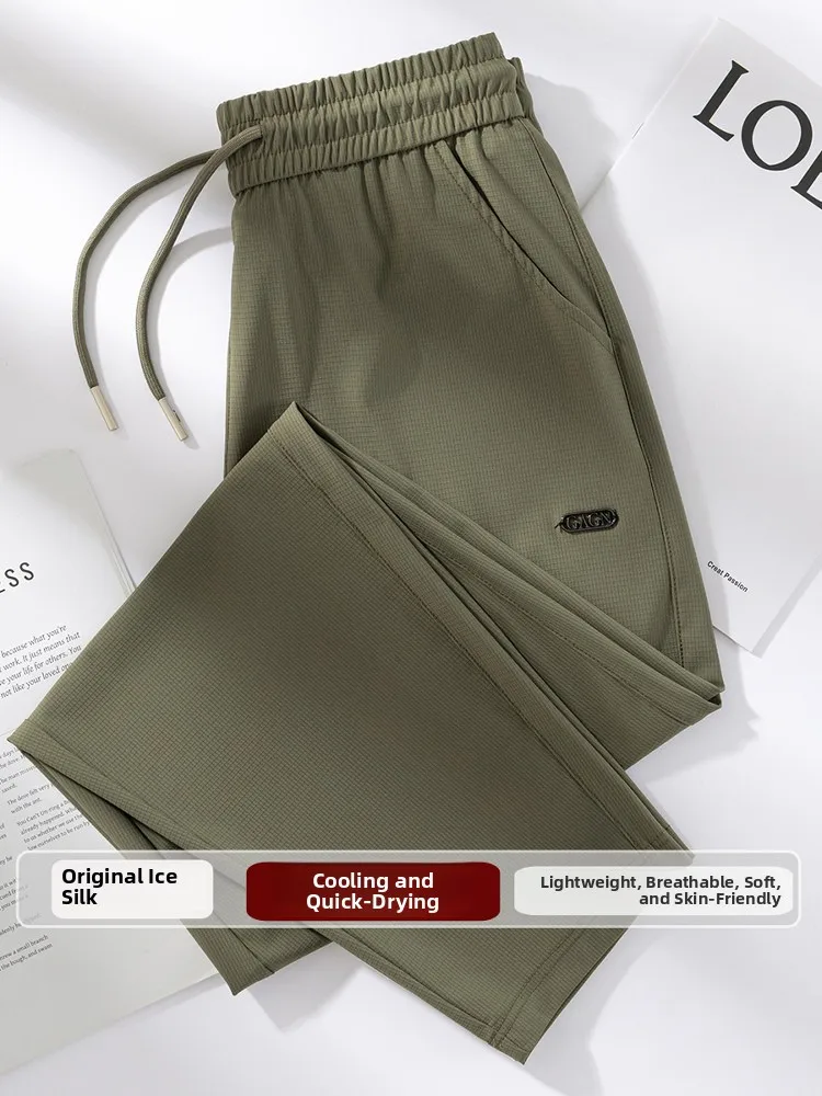 Quick Dry Ice Silk Harlan Pants Women's Summer Thin Loose Casual Harlan Pants Draping Sun Protection Long Trousers