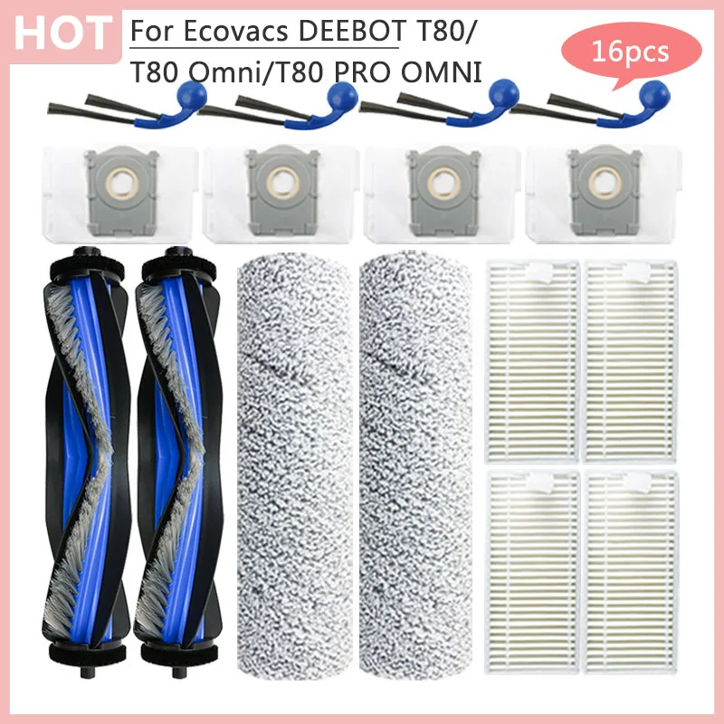 استبدال T80 اكسسوارات ل Ecovacs DEEBOT T80 Omni T80 PRO أومني جهاز آلي لتنظيف الأتربة فرشاة جانبية رئيسية فلتر Hepa خرقة أجزاء