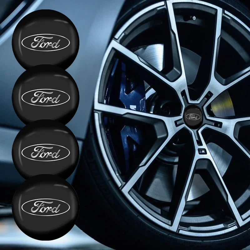 56mm Car Wheel Center Hub Caps Stickers for Ford Fiesta Ranger Focus Kuga Transit Fusion Esco MK2 MK3 MK4 Kuga Ecosport Edge