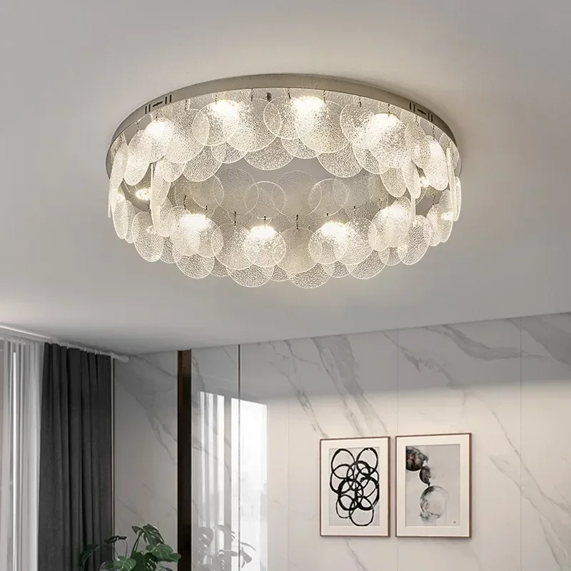 Modern LED Ceiling Lamp Metal Art Glass Chandelier Hanging Lamp Living Room Kitchen Indoor Decoration Ceiling Lustre Fixture