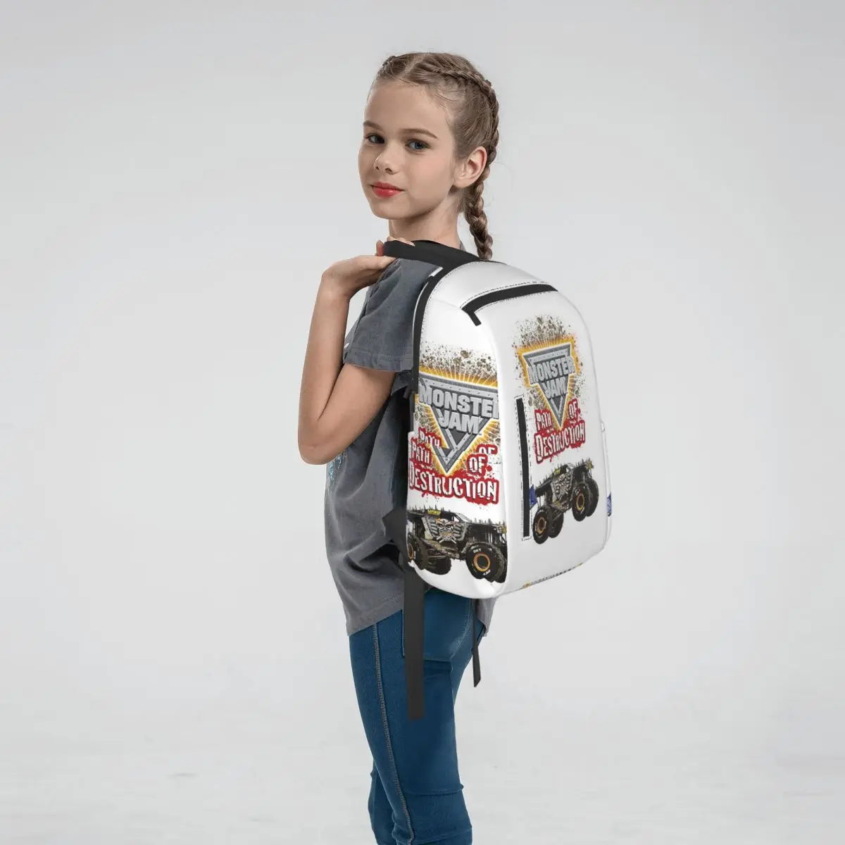 Classic Monster Jam Truck Pattern  Backpack Daypack Boys Girls BookBag School Bag Shoulder Bags for Men Women