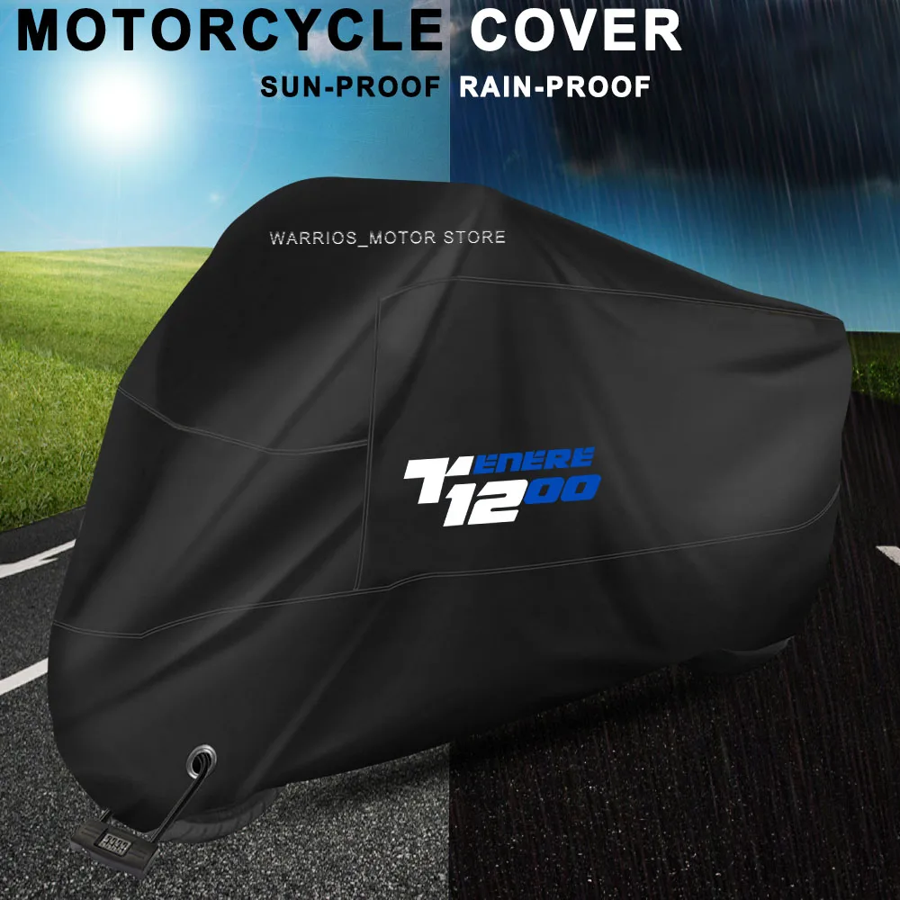 ل Tenere1200 Tenere 1200 سميكة 210D دراجة نارية يغطي تصميم أسود مقاوم للماء المحركات الغبار المطر الثلوج UV حامي غطاء