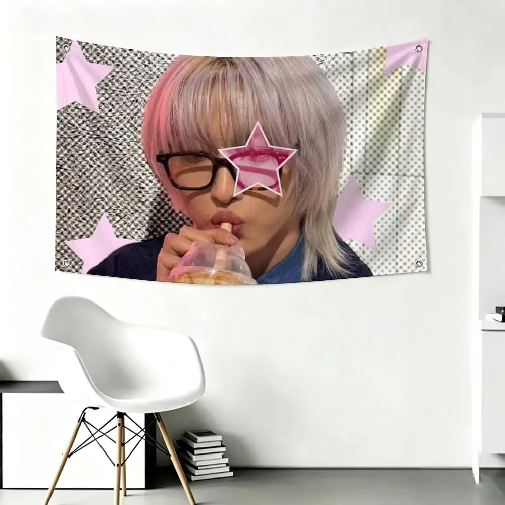 Popular Boy Band A-ATEEZ Seonghwa  Flags for Bedrooms Home Decor Items Outdoor Decors Garage Decoration Flaga