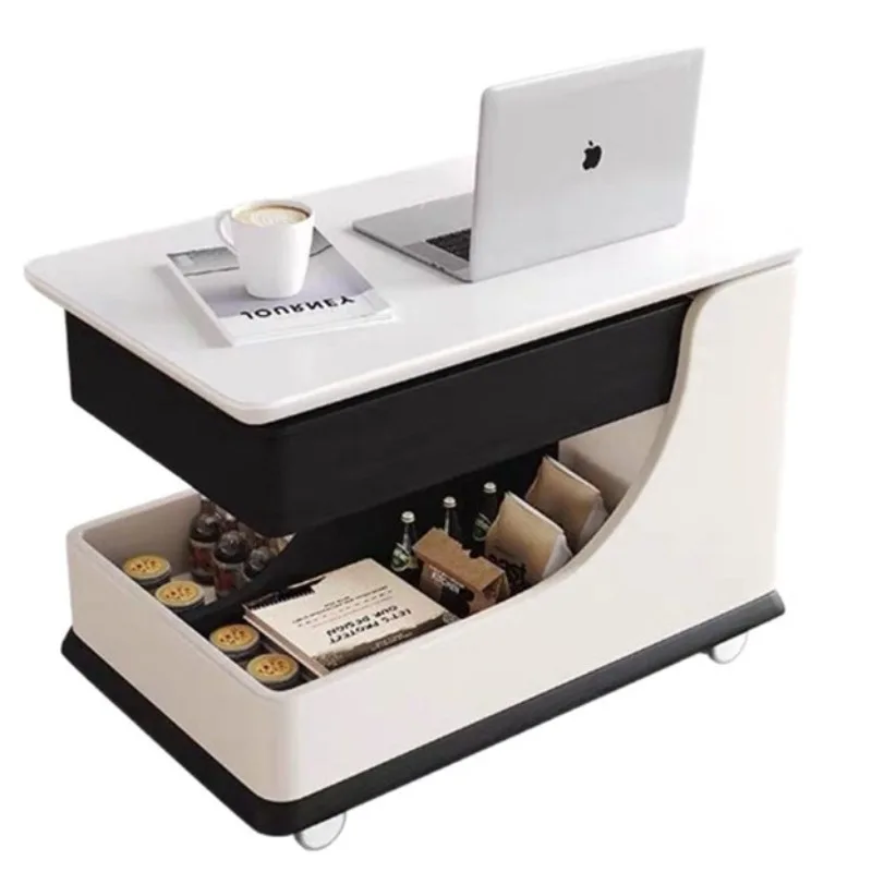 

Solid wood intelligent light luxury, high-end side cabinet, living room sofa, with wheel edge, trolley