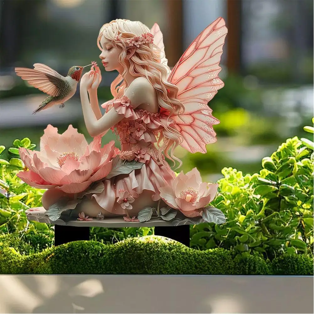 Garden Park Elf Decoration Ground Insertion Transparent Acrylic Courtyard Decoration Plaque Ornament Flower Pot Decoration