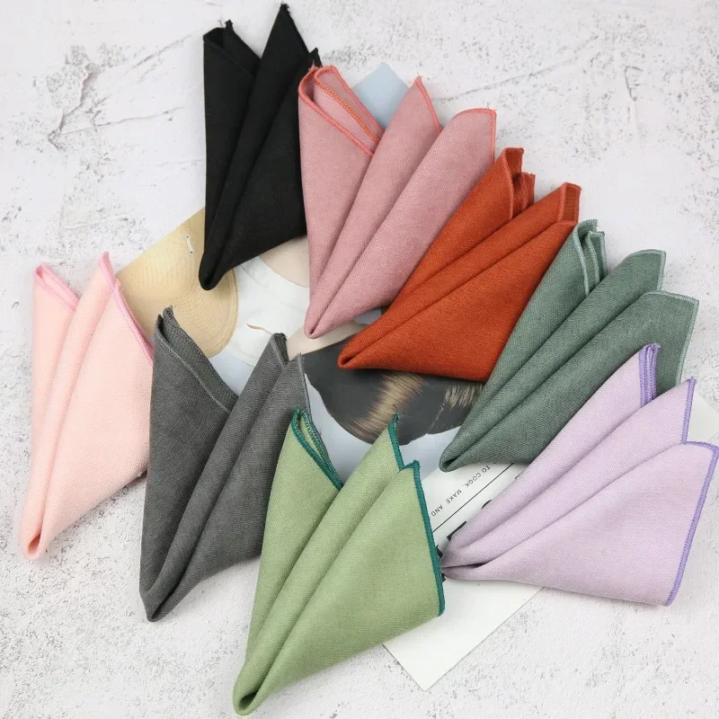 Lenço de Bolso Masculino de 24cm, Cor Sólida, para Negócios e Lazer, Acessório Casual para Smoking e Festas