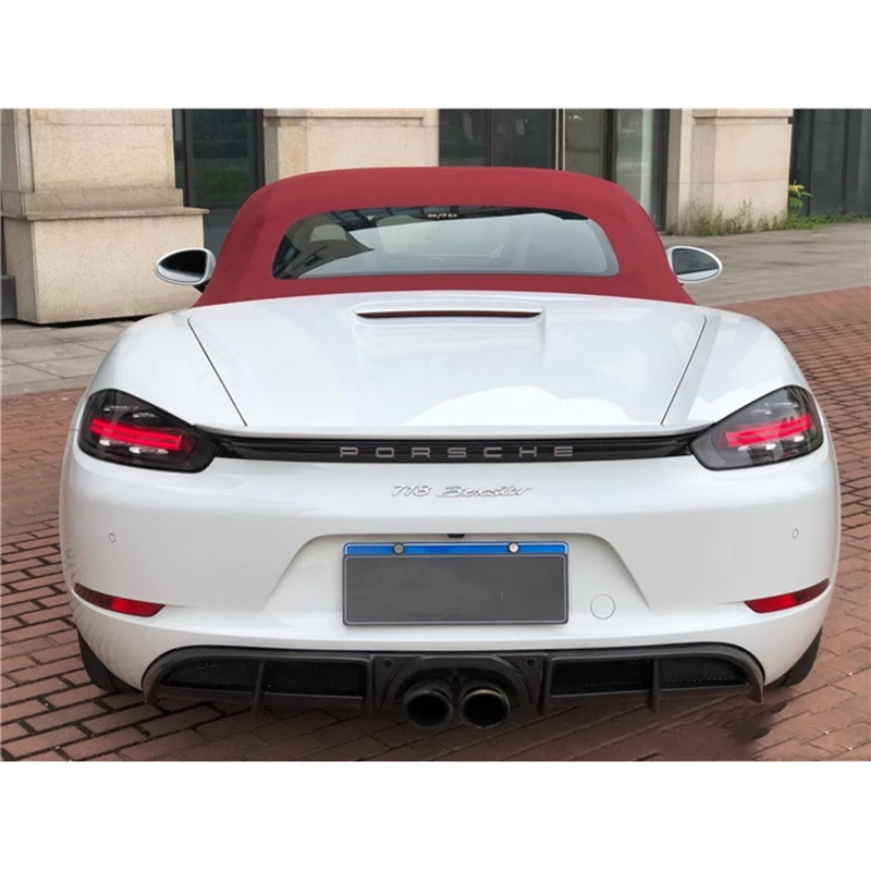 

For Porsche 718 Cayman Boxster 2016 - 2018 Rear Bumper Lip Diffuser Spoiler Apron Splitters Carbon Fiber Protector