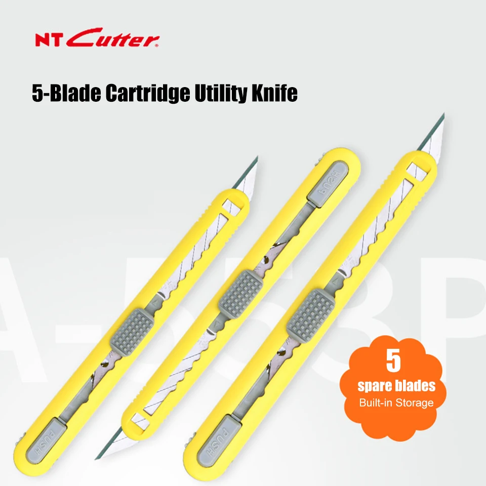 

NT CUTTER 5 Shot Auto Feed Utility Knife A-551P A-553P, 9mm Blade Vinyl Wrap & Window Tint Cutting Knife No Scratching KLT-20