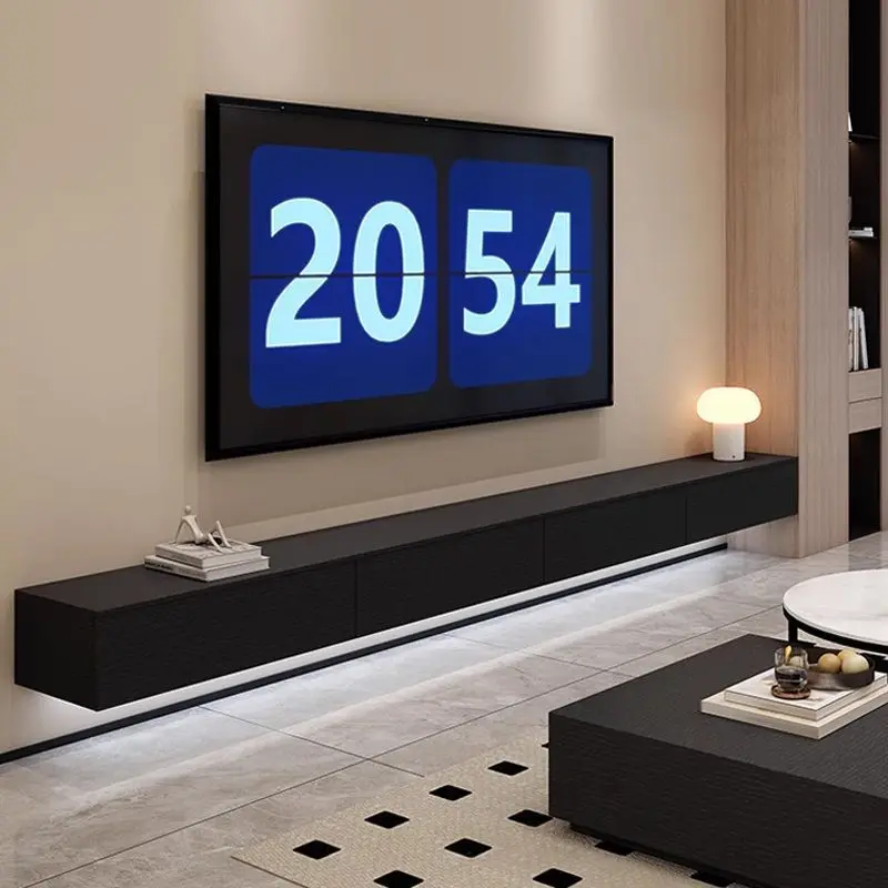 Solid wood wall-mounted floating TV cabinet, minimalist modern living room home high-end floating