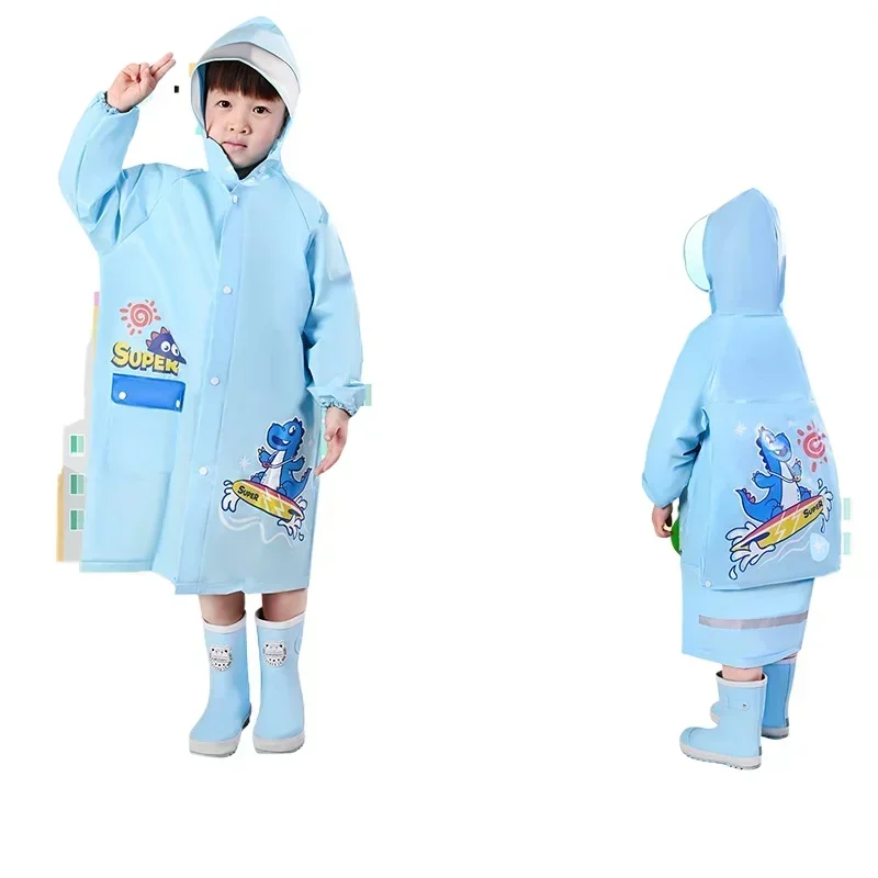 Boys and Girls Cartoon Outdoor Hiking Raincoat Children\'s Raincoat Thickened EVA Primary School Children with Schoolbag Poncho