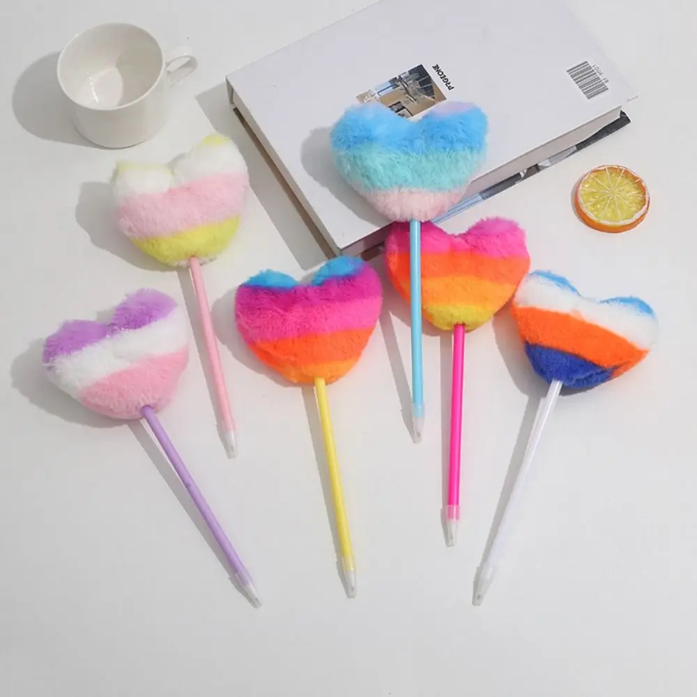 

Gradient Heart Shape Children's Plush Pen Neutral Gel Pen Signature Pen Plush Ballpoint Pen Quick-Drying Writing Smoothly