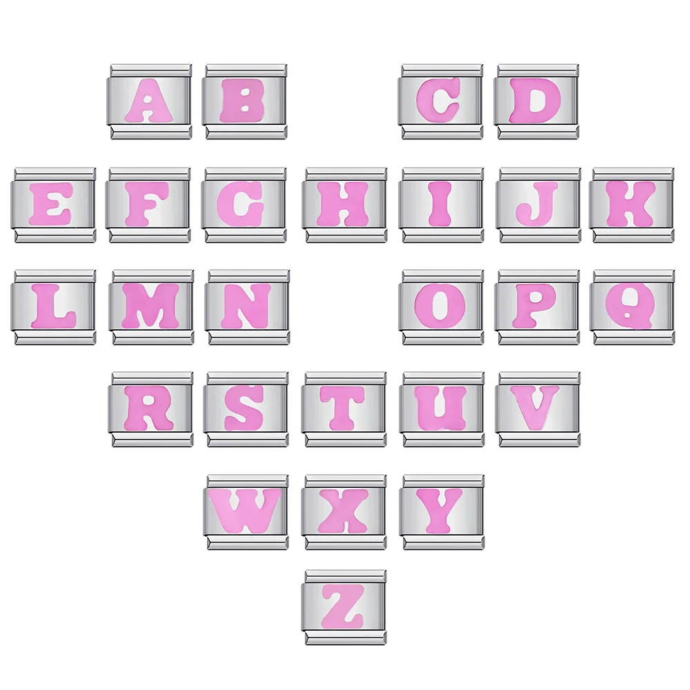 1 stück Bunte 26 Buchstaben Charme Edelstahl Italienische Elastische Link Armband Öl Tropfen Mode Schmuck Zubehör DIY Machen – Detail 7