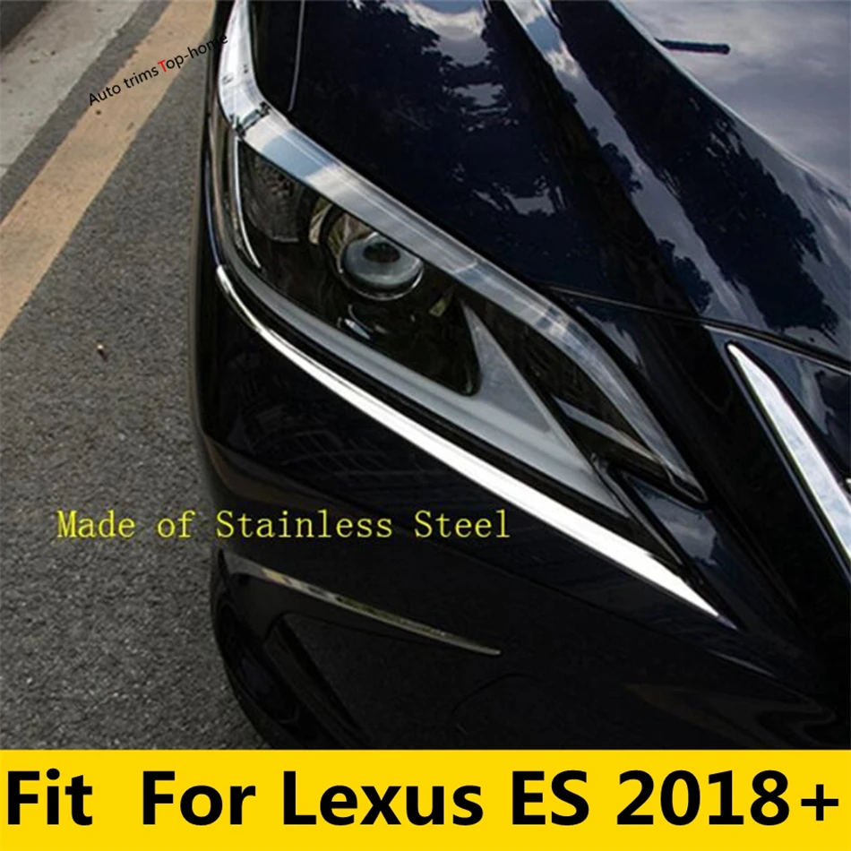 

Front Head Light Lamp Eyelid Eyebrow Decor Cover Trim For Lexus ES 2018 - 2023 F Sport Style Stainless Steel Car Accessories