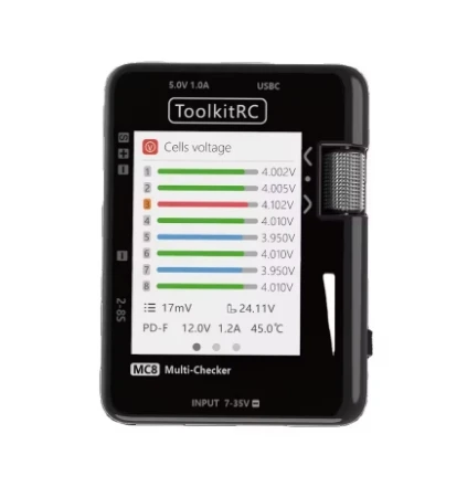 ToolkitRC MC8 Multi-Checker 2-8S LiPo Battery Checker Balancer Servo Tester USB-C PD Fast Charger