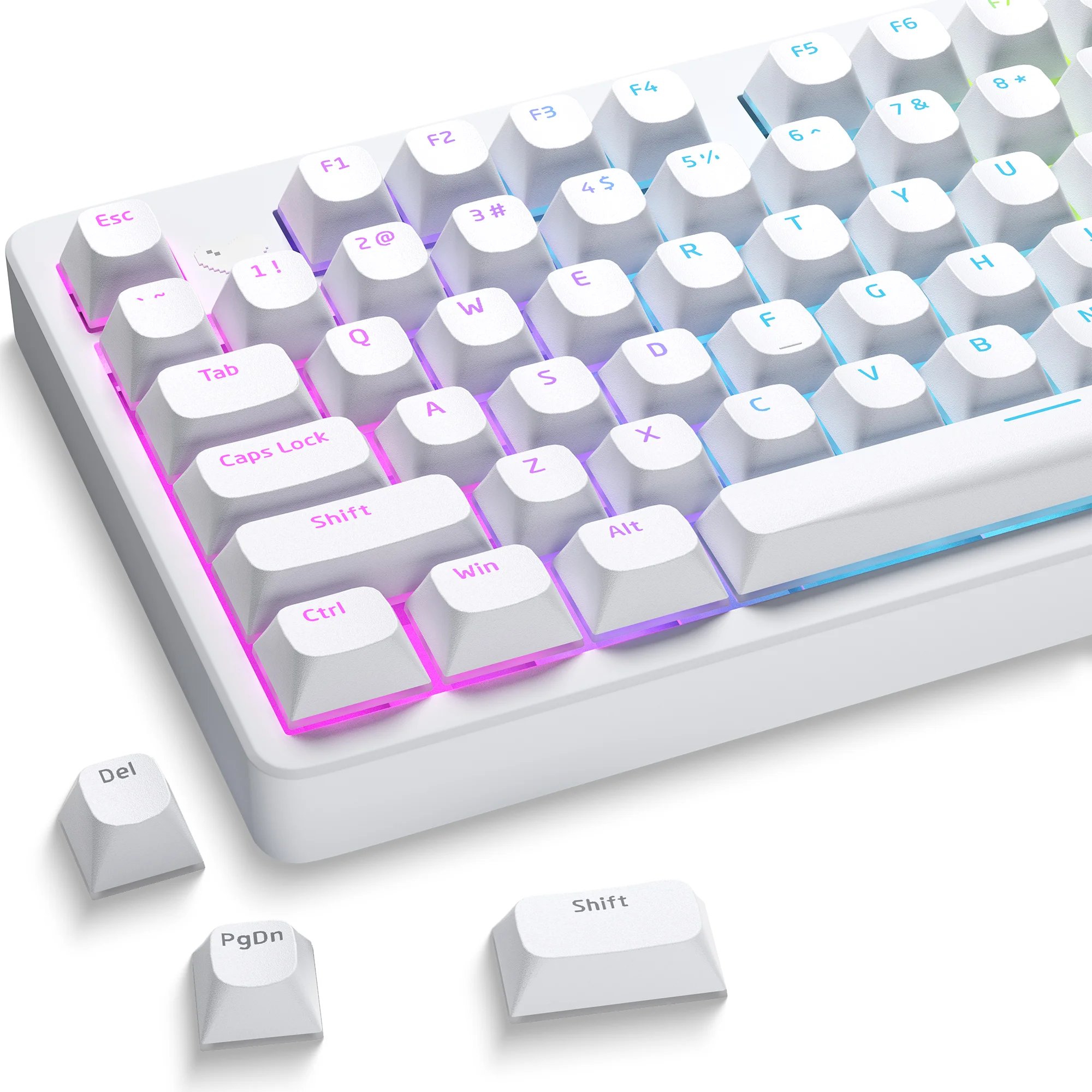 

XVX Horizon Line Pudding Keycaps White Keycaps for Mechanical Keyboard Shine Through PBT Key Cap Set 117 Keys