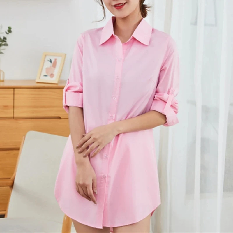 Spring Shirts Women White Shirt Women Long Sleeve Shirts Woman Pink Blouse Tops Office Lady Long Shirt Woman Oversize Blouses OL