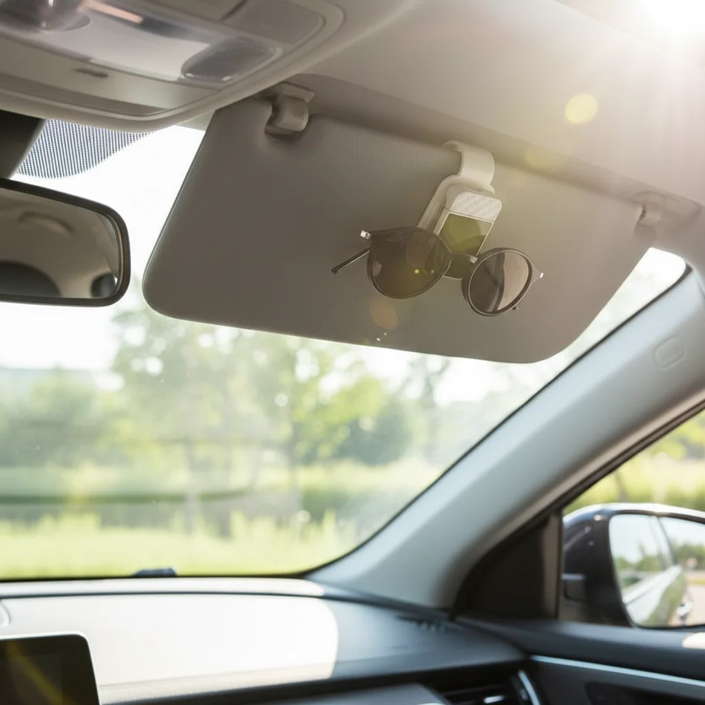 Auto-Sonnenblenden-Brillenhalter mit Carbonfaser-Muster, Sonnenbrillen-Clip, Ticket- und Kartenhalterung, Auto-Innenraum-Aufbewahrungszubehör