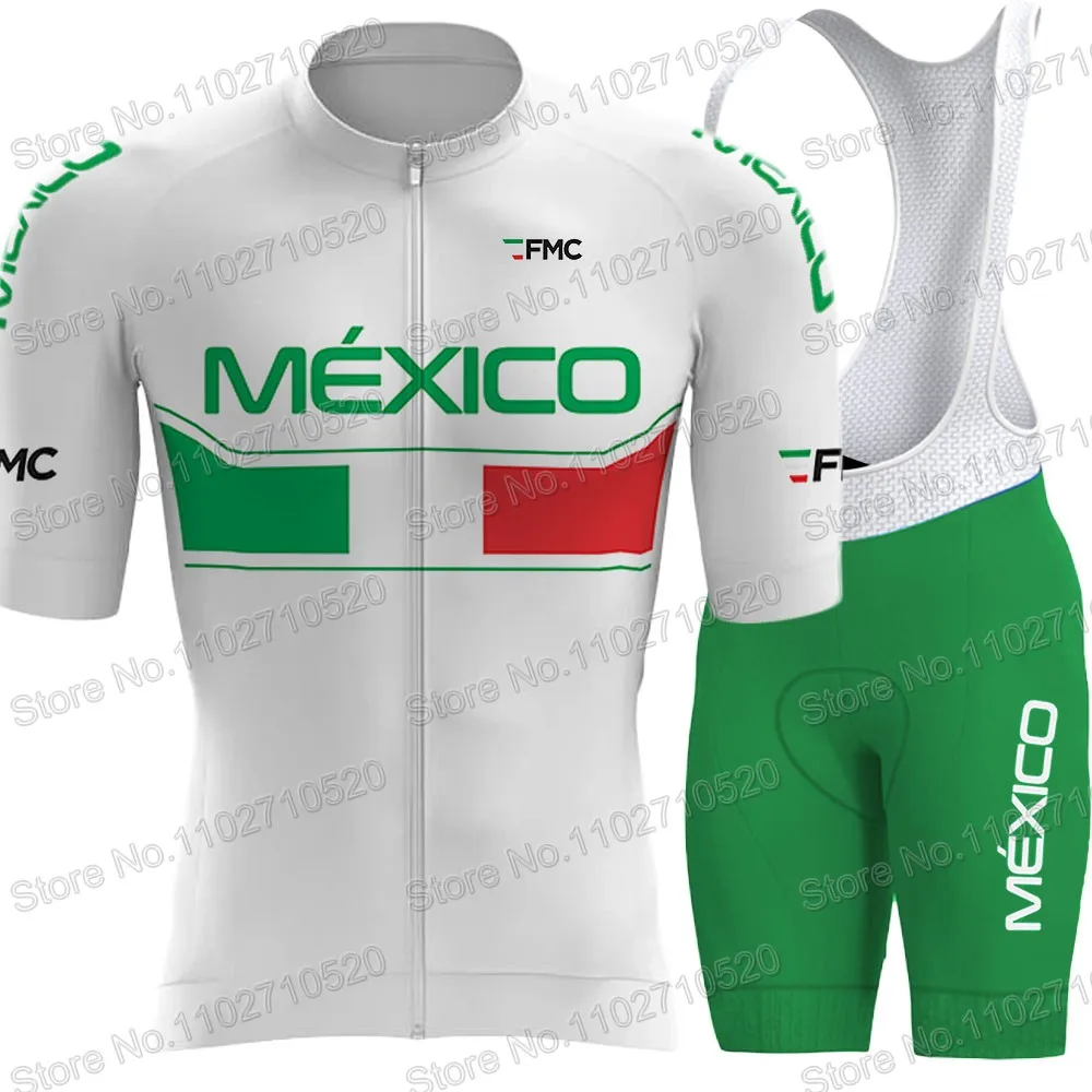 New Mexico National Team 2024 Cycling Jersey Set Mexican Flag Clothing Road Bike Shirts Suit Bicycle Bib Shorts MTB Ropa Maillot