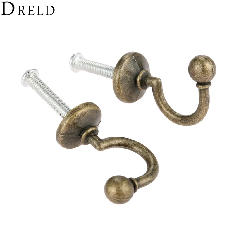 DRELD 2 قطعة السنانير العتيقة برونزية سبيكة حمالة تعليق جدارية قبعة معطف رداء السنانير الحمام المطبخ السنانير شماعات الأثاث الأجهزة ث/مسامير