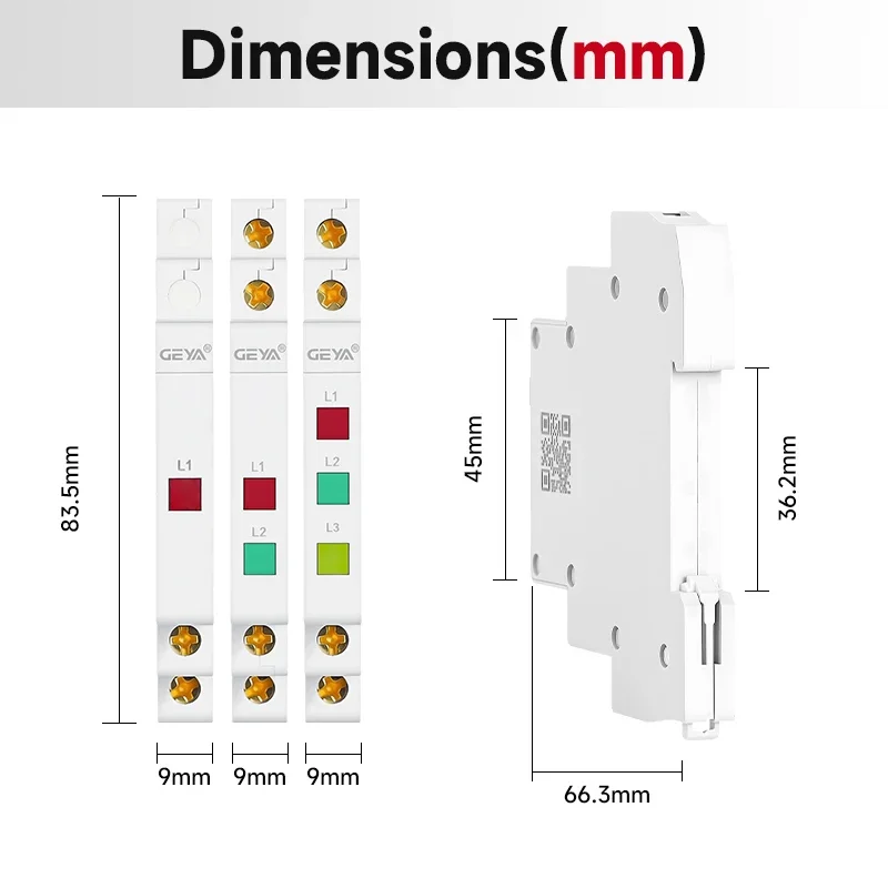 GEYA GYD Din Rail Indicator Light 230V LED Signal Lamp Dual Pilot Lights Modular Indicator  Red Green Yellow Led Signal Light