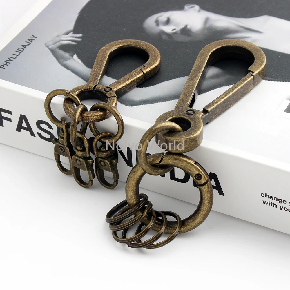 50PCS Bronze Metal Swivel Snap Hook Climbing Keychain For Leather Backpack Bags Belt Jeans O Ring Key Ring Pendant Accessories