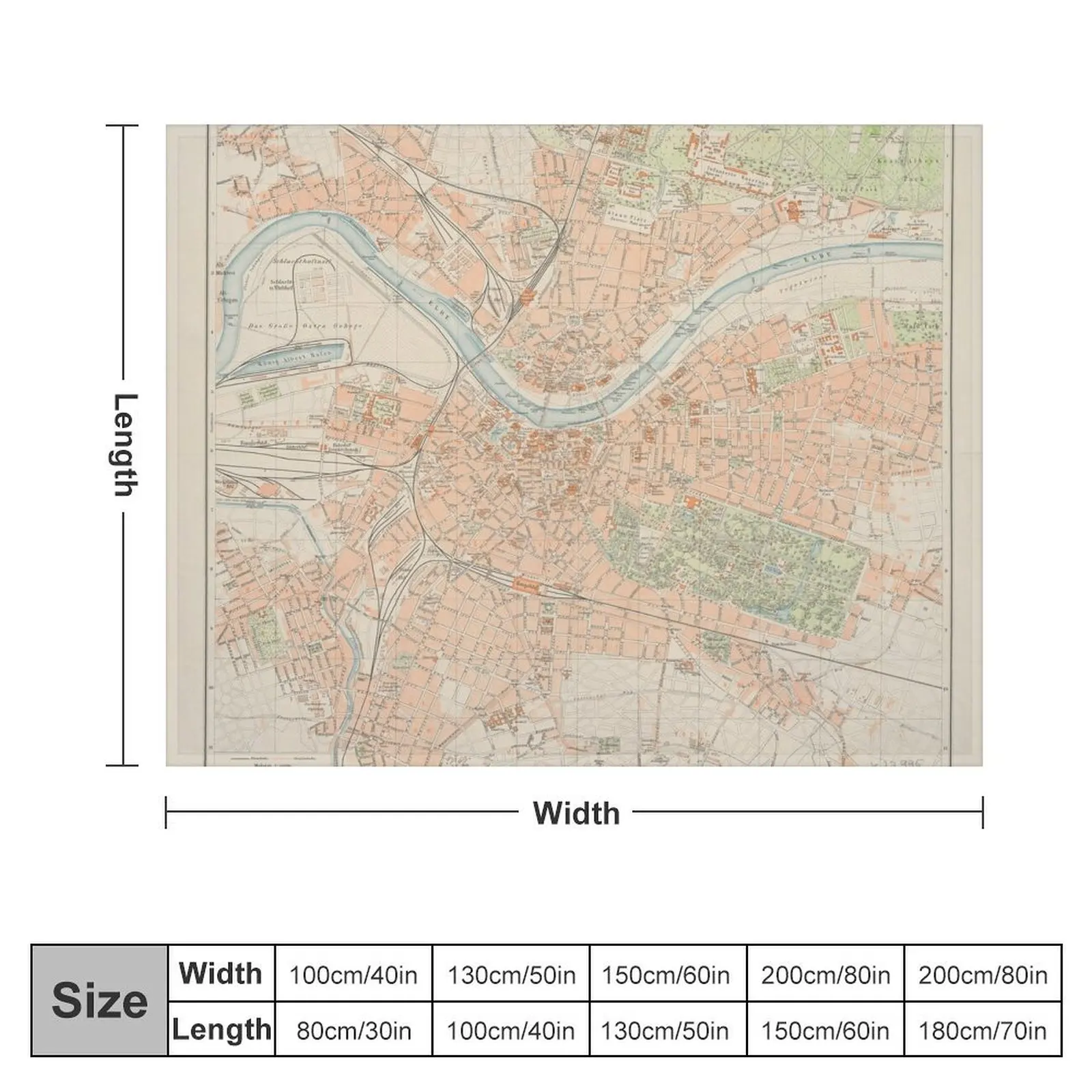 Vintage Map of Dresden Germany (1912) Throw Blanket Soft Plush Plaid For Sofa Thin Shaggy bed plaid Blankets