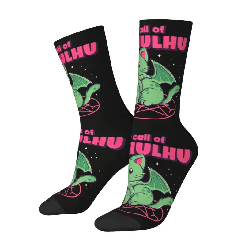 Novelty Printed The Call Of Cthulhu Socks for Women Men Stretch Summer Autumn Winter Lovecraft Monster Cat Crew Socks