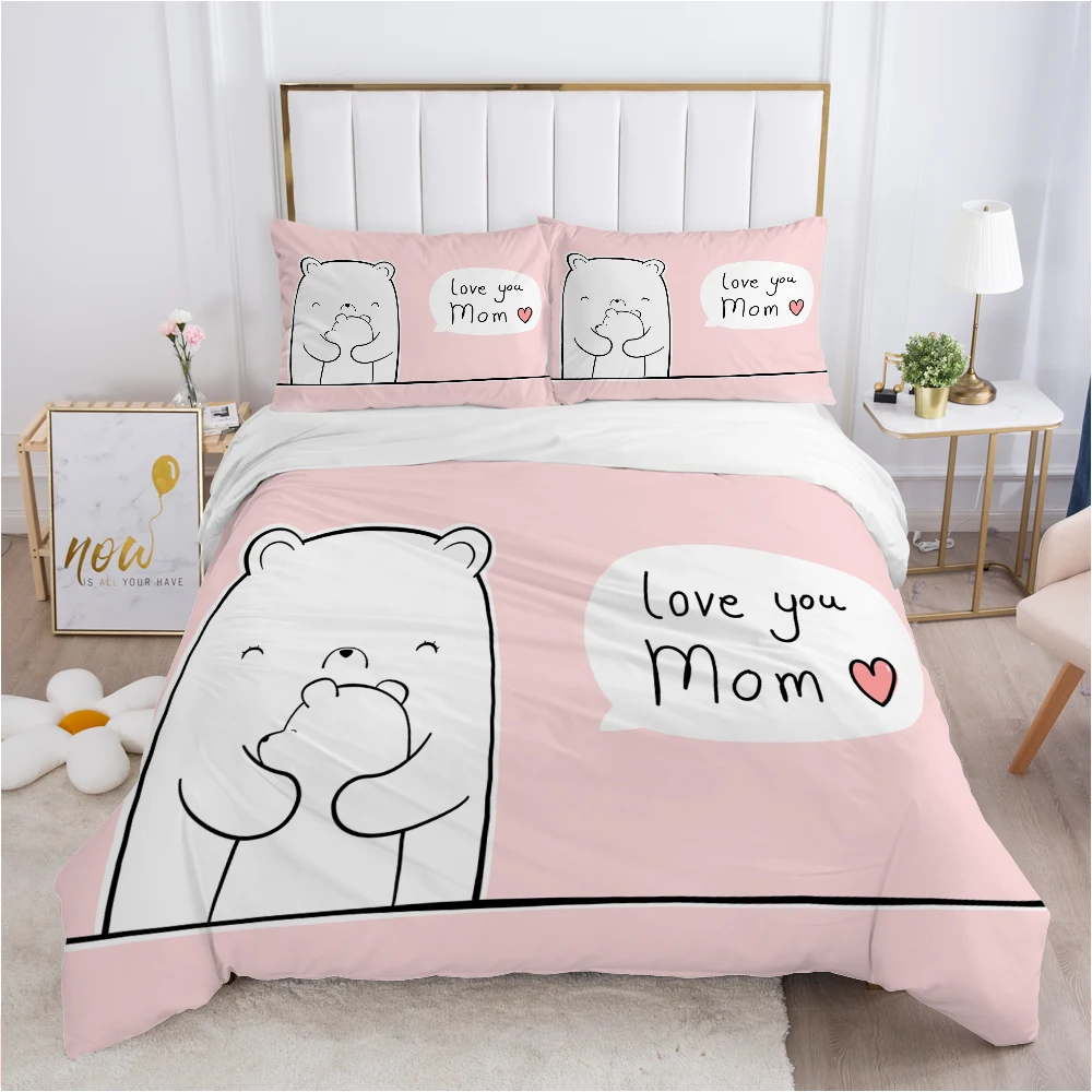 Children Bedding Set for Kids Baby Child 140x200 200x200 Quilt/Blanket Duvet Cover Set Pillowcase Bed linens Single Pink Cat