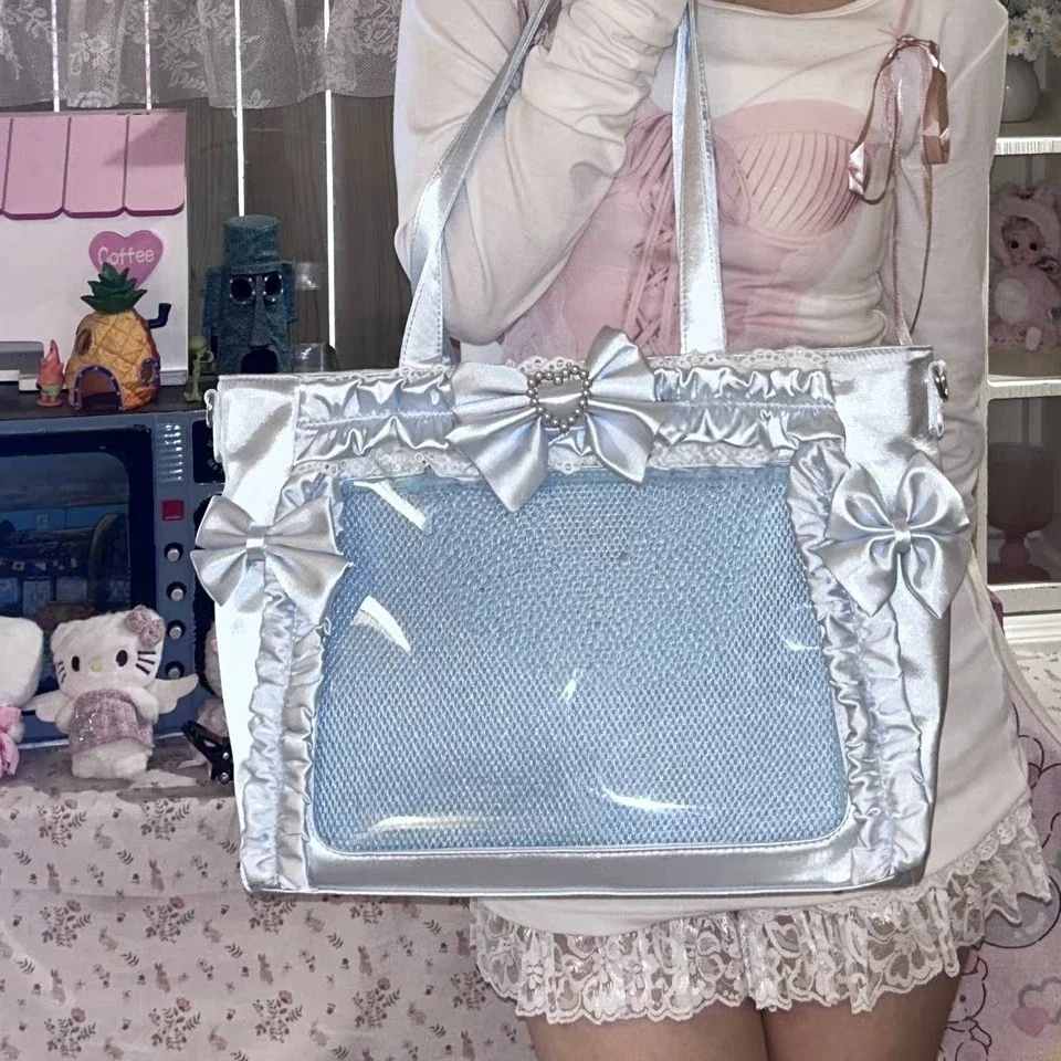 Neue Y2K süße japanische Ita Tasche Lolita Mädchen transparente Schultertasche große Kapazität Umhängetasche Casual Bag DIY Display Handtaschen