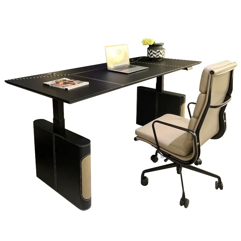 

Saddle leather electric lifting table intelligent computer desk office desk game e-sports table
