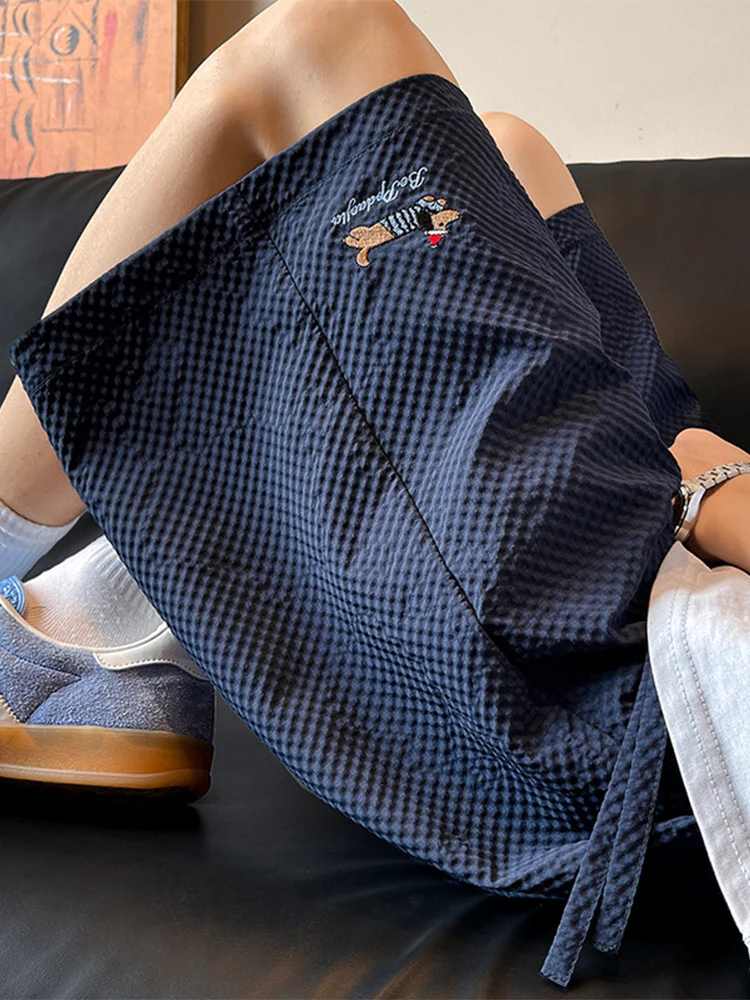 

Повседневные шорты с вышивкой для мужчин, летние, модные, быстросохнущие, свободные, прямые, для пляжного отдыха, длиной до колена