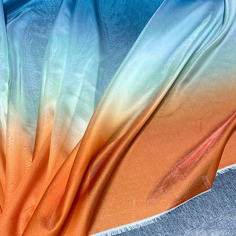

1/2/3/5M Rainbow Printed Gradient Color Fabric Antique Style Wrinkle Fabric For Diy Sewing Hanfu Dress Stage Costume Decor