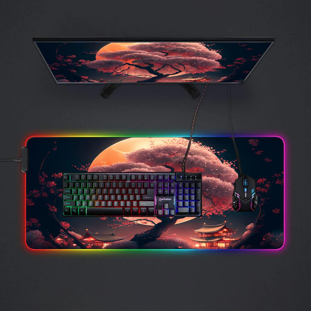 Imagem -06 - Mouse Pad Led Rgb Gamer Acessórios para Jogos de Configuração Mousepad Ultra Large Velocidade Grande Desk Pad Tapete Lucky Tree Longo 1200x600