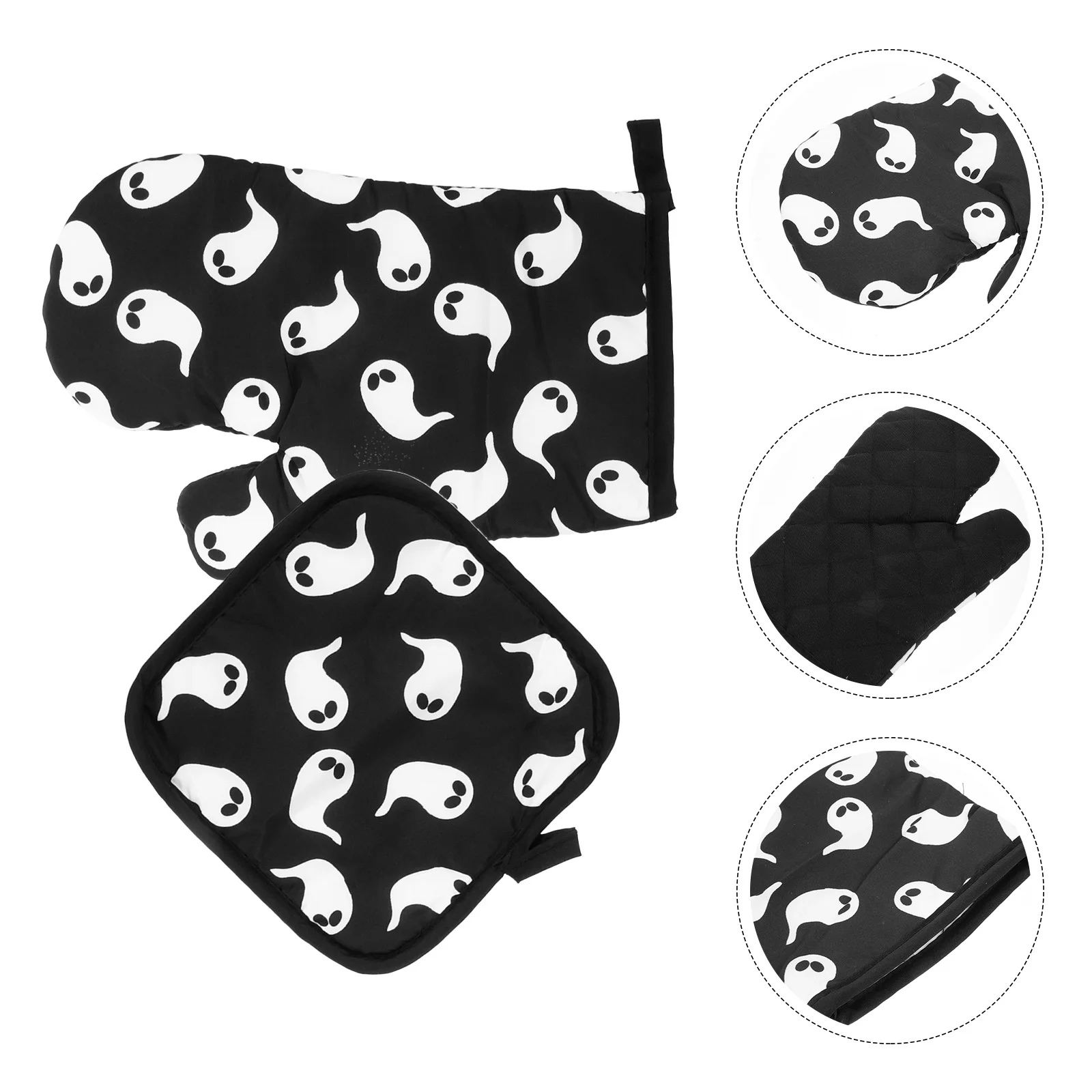 

2 Pcs Halloween Microwave Oven Mitt Gloves Micro-wave Nonslip Mitts Pads for Cooking Polyester Printed Cloth