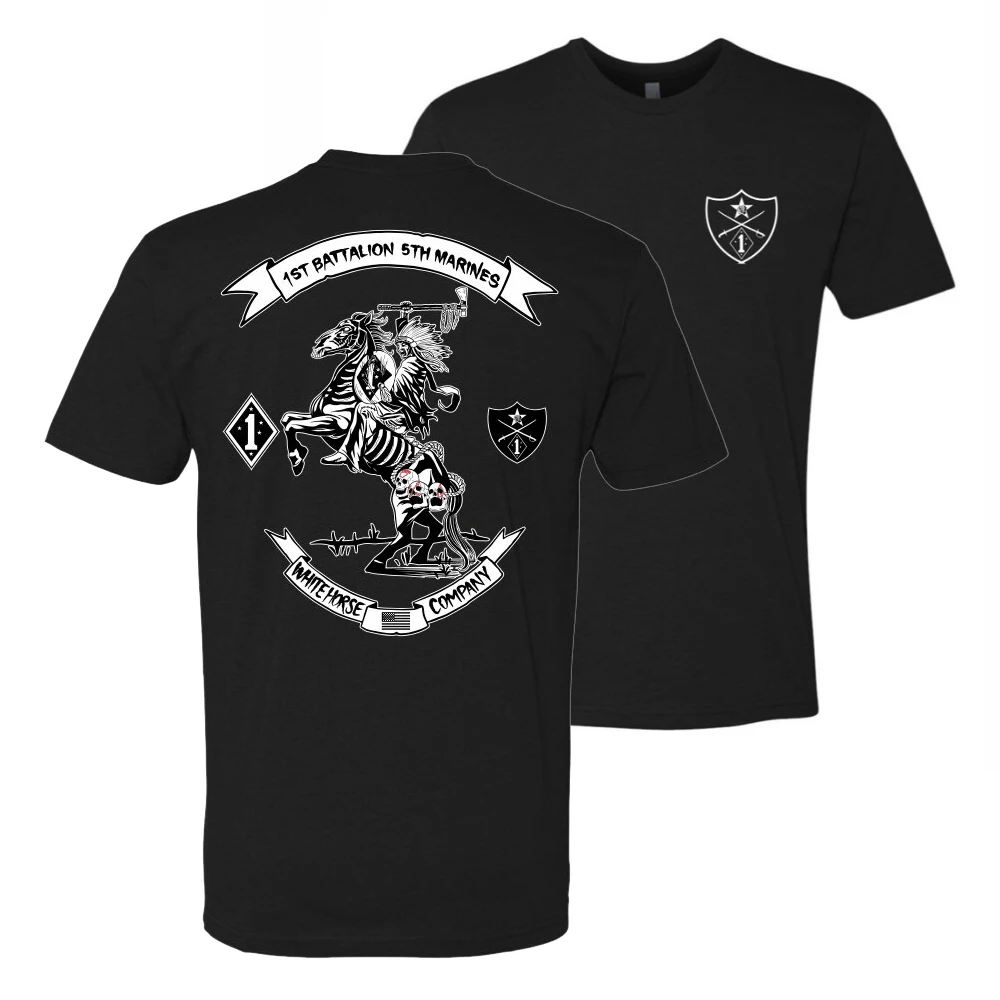 

Футболка White Horse Co. 1st Battalion, 5-я морская пехота, 100% хлопок, с круглым вырезом, летняя повседневная мужская футболка с коротким рукавом, размер S-3XL