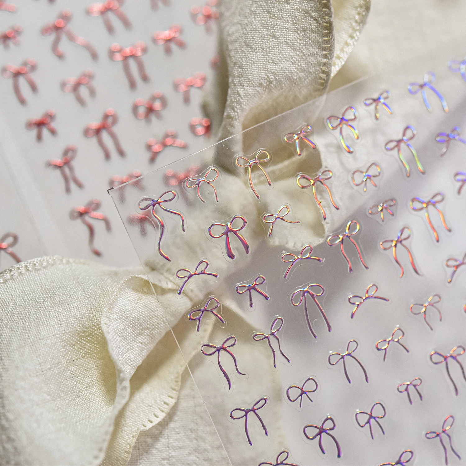 1 Uds. Pegatinas 5D para uñas con lazo de textura elegante, detalle de cinta delicada, accesorios para decoración de uñas con pegatinas de estilo de adorno brillante