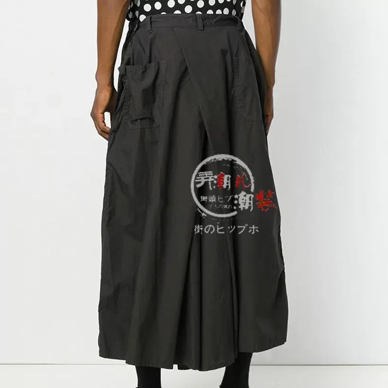 Personalized Men's Pleated Casual Wide Leg Skirt Pants Tide Fashion Show Hairdresser Bar Nightclub Singer Dance Stage Party Wear