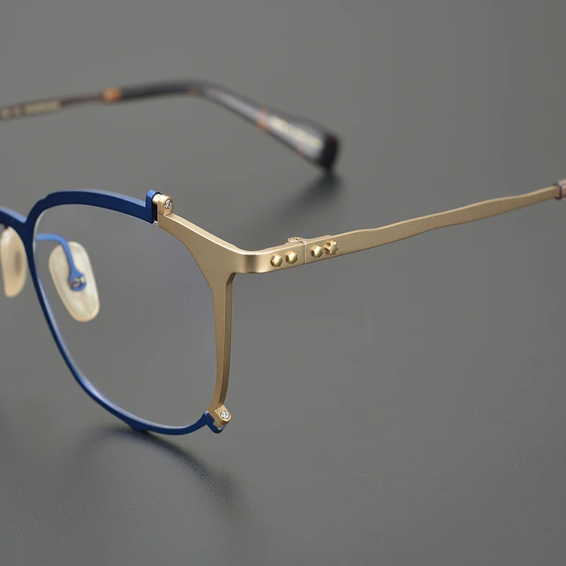

2025 new Japanese handmade designer irregular shape glasses frame, personalized retro literary pure titanium myopia frame big
