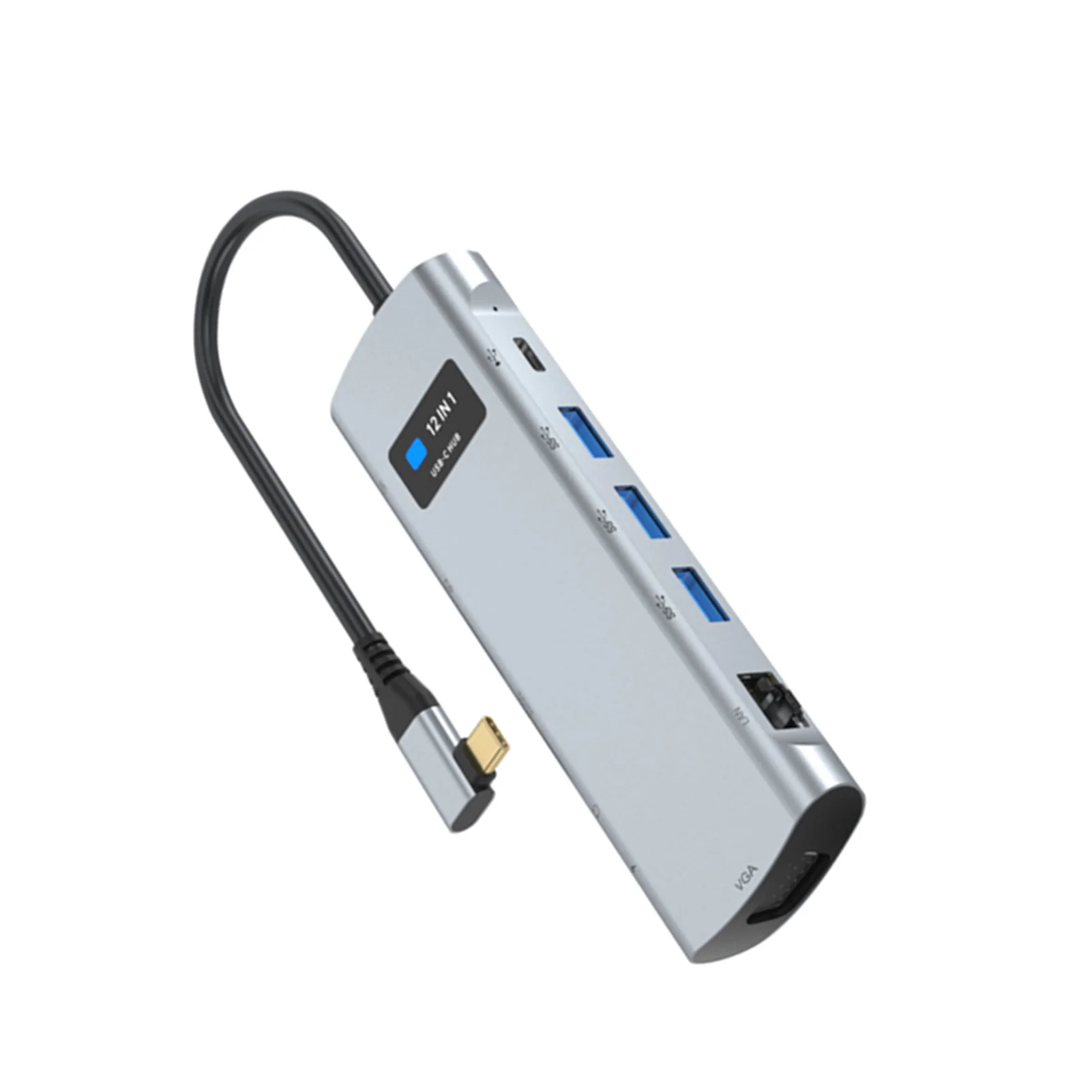 12-In-1 Hub Type C/M to PD USB3.0*3 Type C/F SD/TF RJ45 3.5mm Audio HD VGA Support MST Function 5