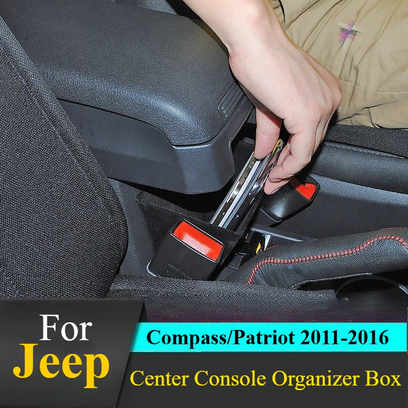 For Jeep Compass/Patriot 2011-2016: ABS Center Console Organizer Box - Drop-In Design & No Tools​