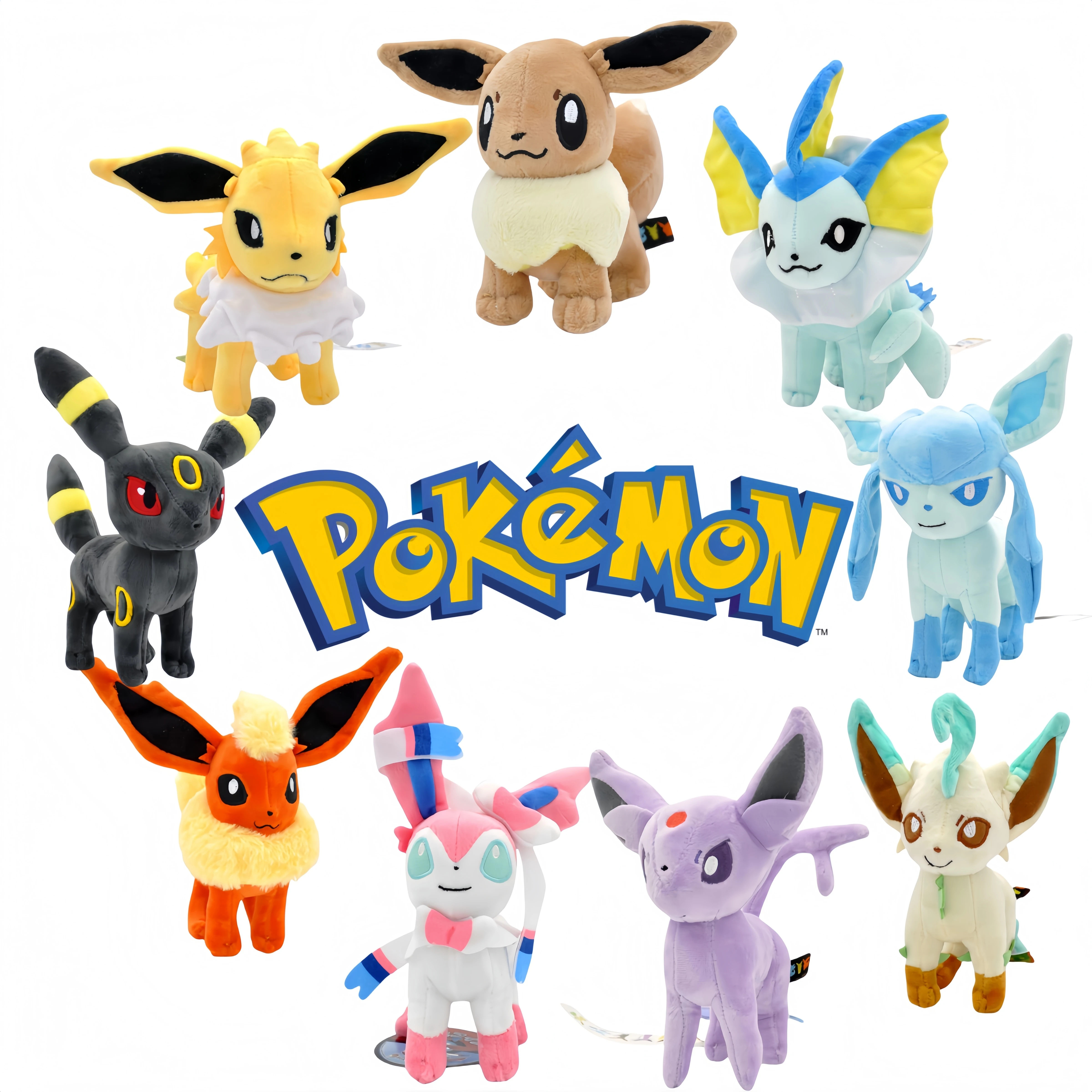

Kawaii Пикачу Иви Мягкая плюшевая игрушка Pokemon Evolution Umbreon Flareon Jolteon Glaceon Vaporeon Sylveon Espeon Peluche Dolls