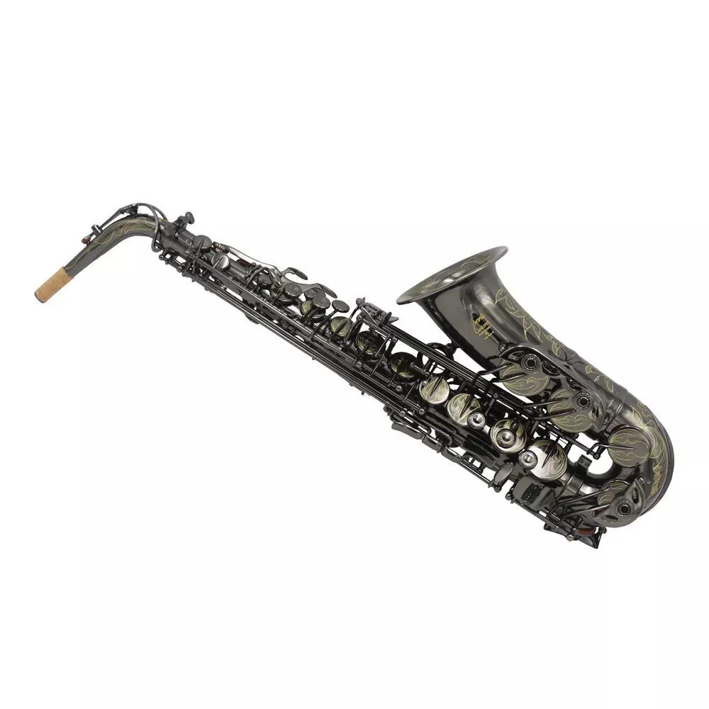 Eastern Music shiny black nickel plated Alto Saxophone with metal key touches