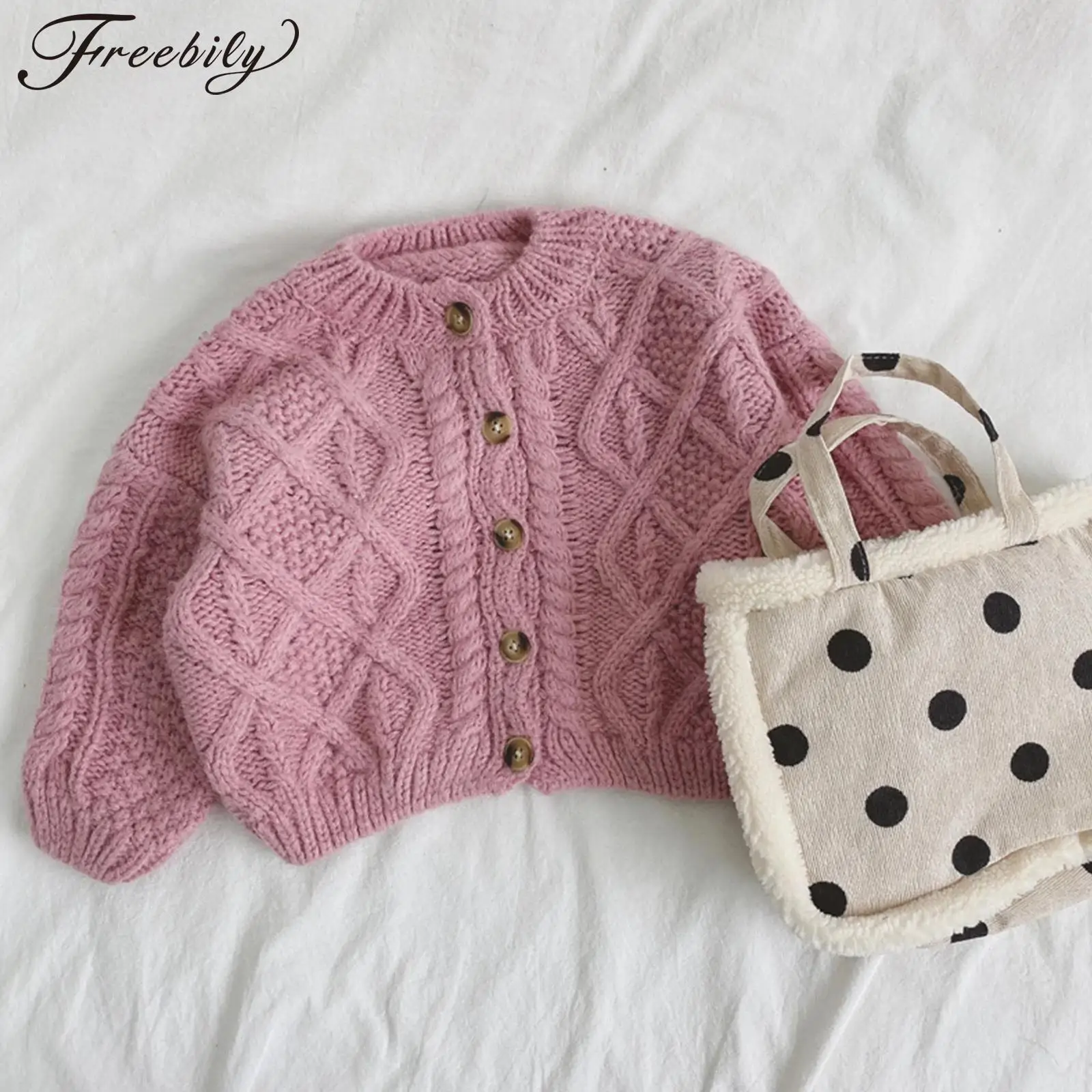 

Little Girls Spring Autumn Casual Knitted Sweater Cardigan Long Sleeves Button Coat Outerwear Children Winter Clothes Daily Wear