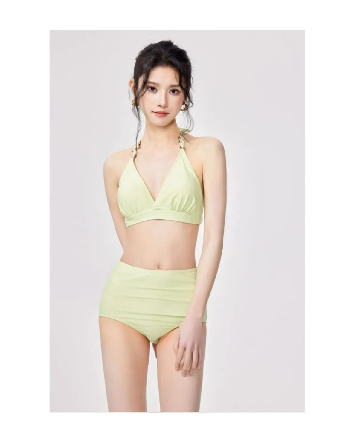 Swimsuit Female 2024 New Hot Spring Solid Color Hollow Sexy Seaside Holiday Style Bikini Swimsuit Comfortable Three Piece Set