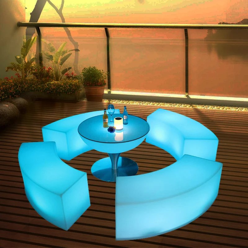 Outdoor park luminous arc combination stool B&B courtyard creative luminous chair hotel bar shopping mall small coffee table