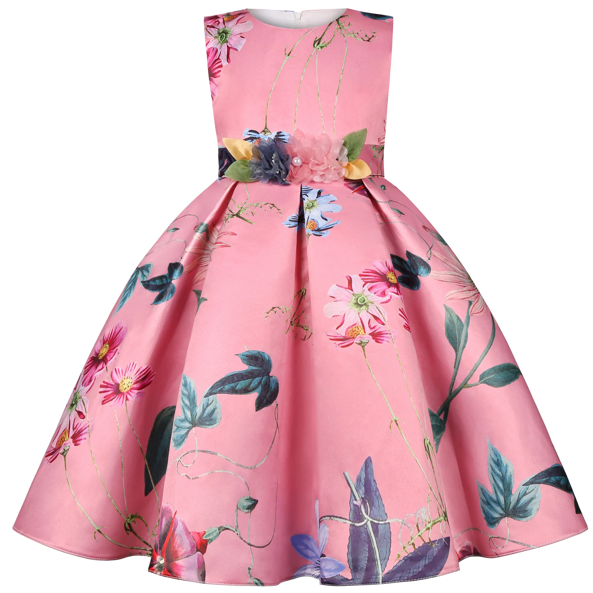 2023 Children\'s New Wedding Flower Print Princess Dress Girls\' Holiday Sweet and Cute Evening Dress for 2-10 Years