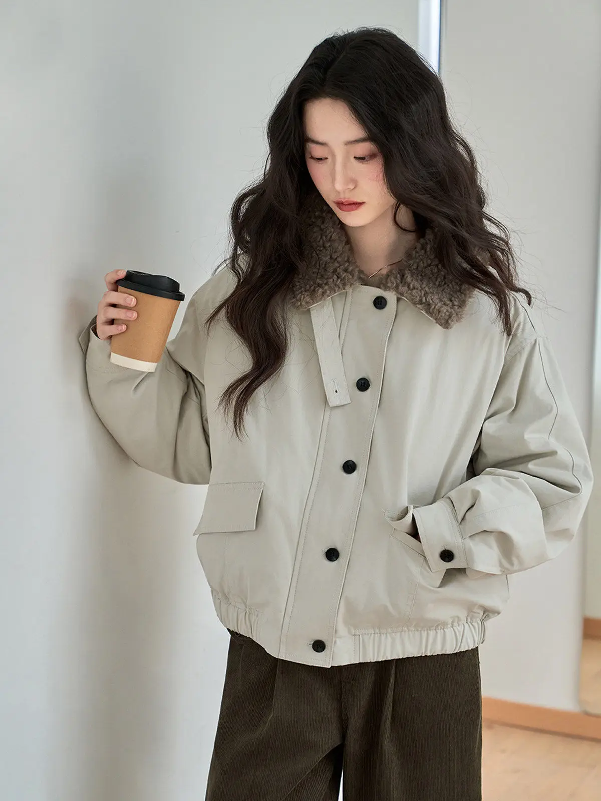 

MoZa Thiened ort Sle White Du down Jaet Women's Winter Warm Coat with Fur Collar Korean Sle Commute Faion