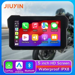 Jiuyin 5 Inch Motorcycle Wireless Carplay Android Auto Portable Navigation Gps Screen Ipx7 Waterproof Display Bluetooth